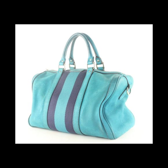 GUCCI Teal Nubuck Leather Boston Bag Joy 6GG1026K - Picture 1 of 12